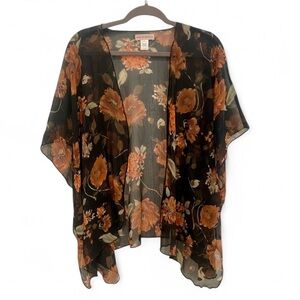 BAND OF GYPSIES FLORAL SHEER CHIFFON OPEN FRONT KIMONO SIZE SMALL MEDIUM